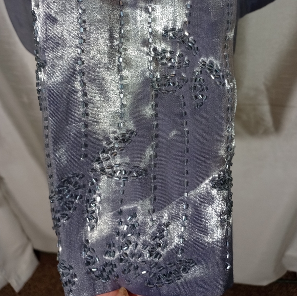 Alex Evenings Satin Hacket, Lavender, beaded sleeves & Collar, Open, one pc., 14 - Picture 8 of 10